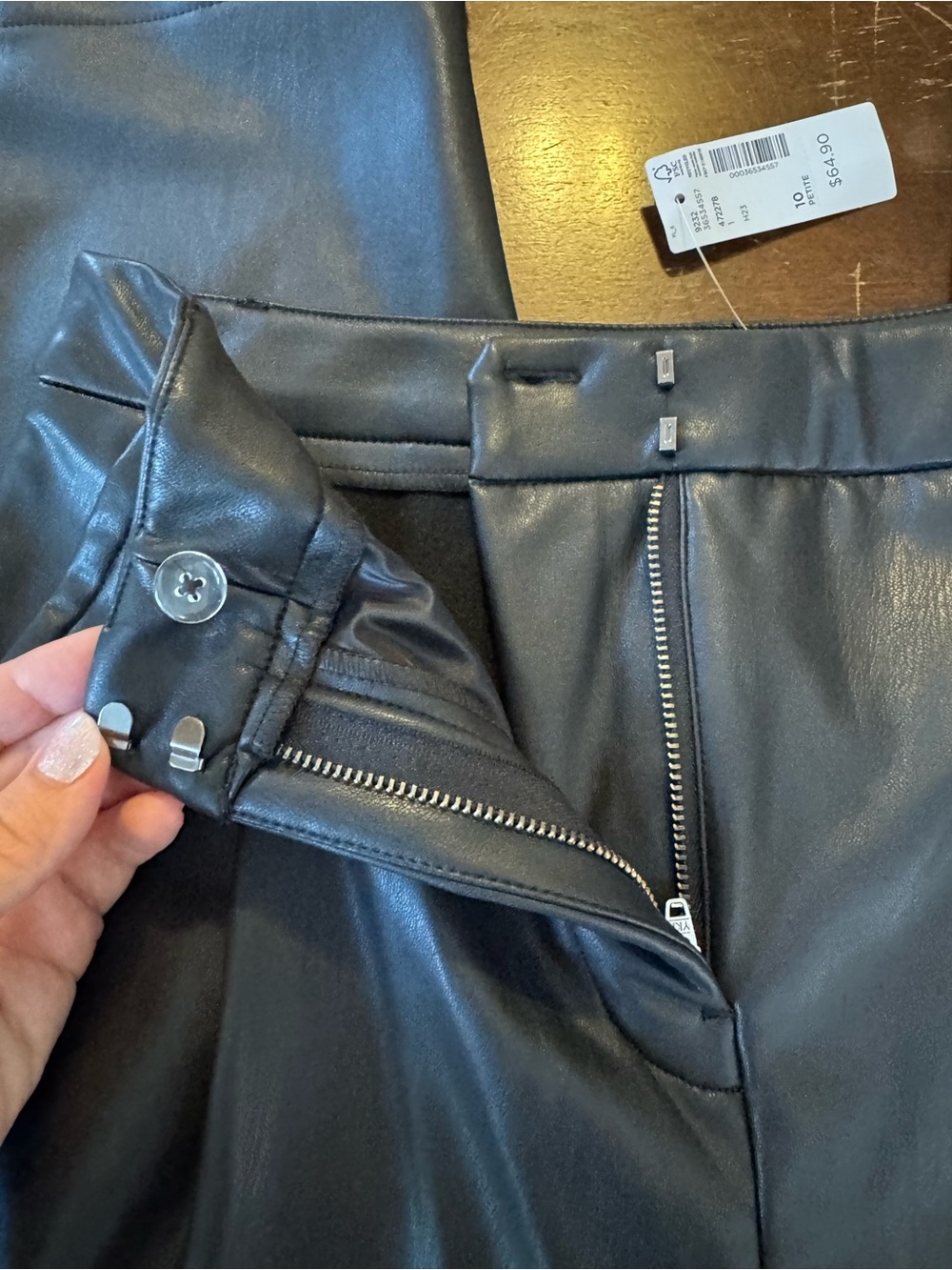 Reitmans Black Faux Leather Tapered Pants - Picture 4 of 10